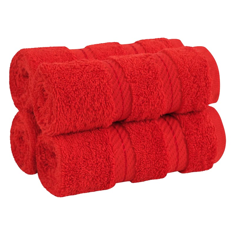 American Soft Linen Premium 100% Cotton 4-Piece Washcloth Set - Red