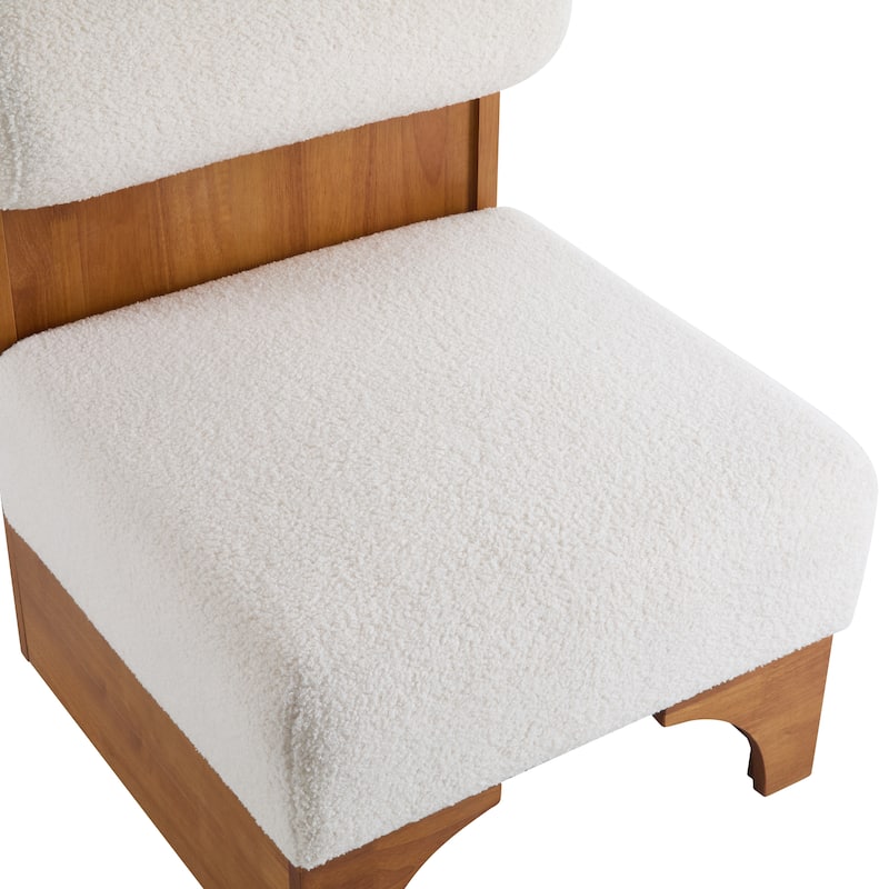 Modern Boucle Lounge Chair with Solid Wood Frame and Rolled Backrest, Soft and Durable Boucle Upholstery