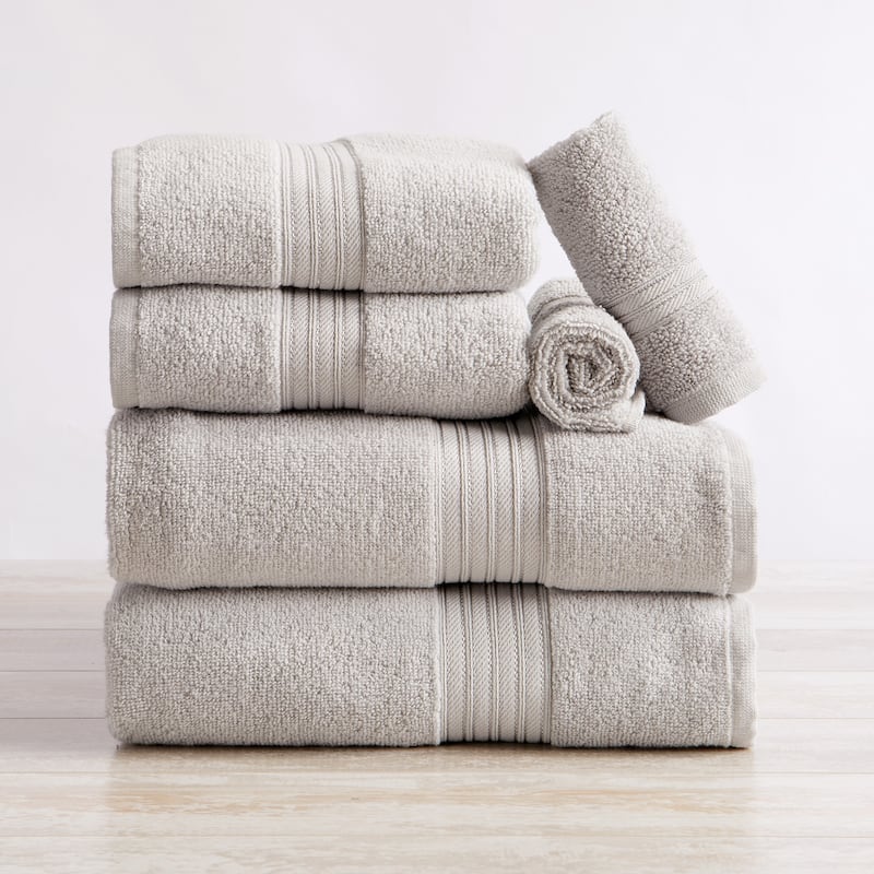 Linery & Co. Ringspun Cotton Bath Towel - 6 Piece Set - Light Grey
