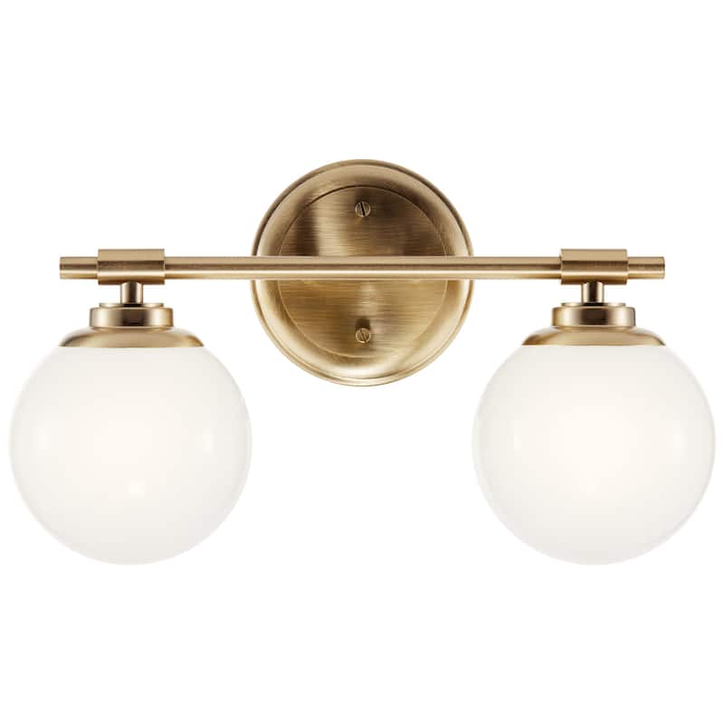 Benno 14.75 in. 2-Light Bathroom Vanity Light with Opal Glass