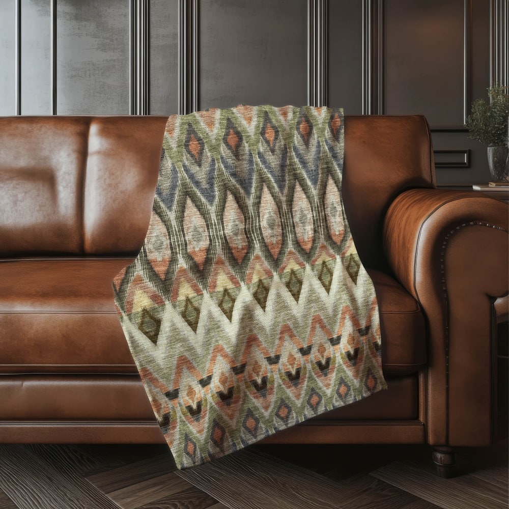 Premium Machine Washable Boho Global Sherpa Throw Blanket