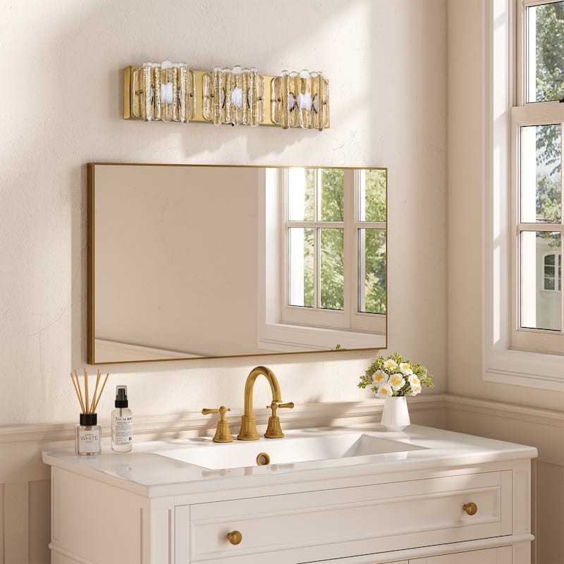 3-Light LED Bathroom Vanity Light with Rippled Glass Shade