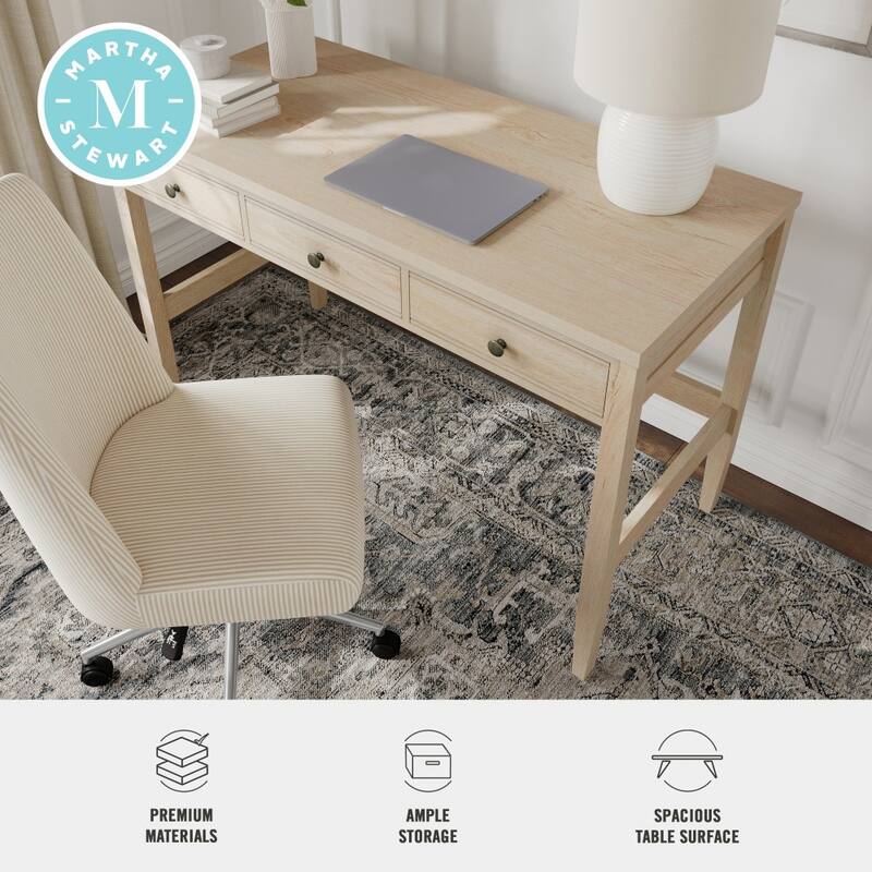 Martha Stewart Home Office Desk with 3 Drawers and Tapered Legs