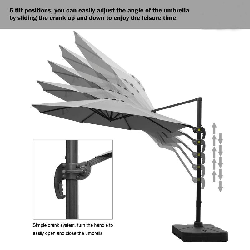 Clihome 11Ft Cantilever Umbrella With Crank And Base