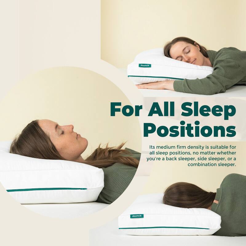 Downcle Adjustable Goose Feather Pillow Recycled Materials Single-Pack. - White