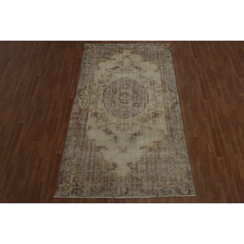 Hand Knotted Oriental 100% Wool Carpet Transitional Floral Beige & Ivories Anatolian Area Rug - 9' 9'' X 5' 6''