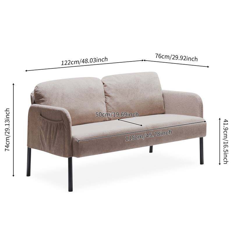 Fabric Loveseat Sofa, Tufted Couch Modern Upholstered Deep Seat Sofa Lounge Couch, 2-seat Armchair for Living Room