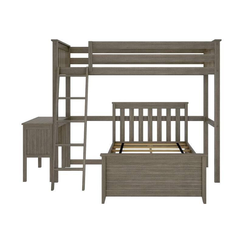 Max and Lily L Shaped Twin over Twin Bunk Bed with Desk