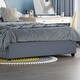 preview thumbnail 7 of 7, Elegant Flowers Headboard Upholstered Twin Platform Bed - Modern Design with Wooden Slats, Solid Wood Frame