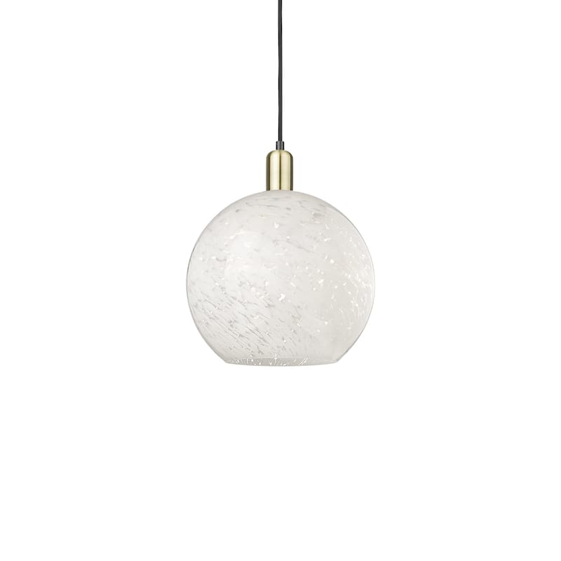 Innovations Lighting 716-1P-15-12 White Mouchette Pendant White - Black Antique Brass / White Mouchette