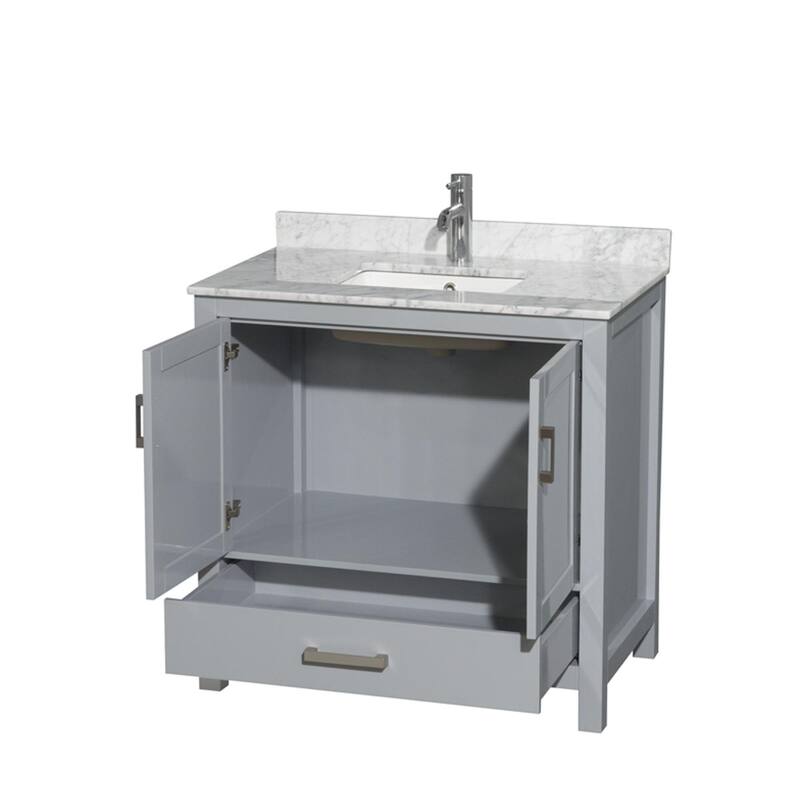 Wyndham Collection Sheffield 36" Freestanding Vanity Set with Hardwood