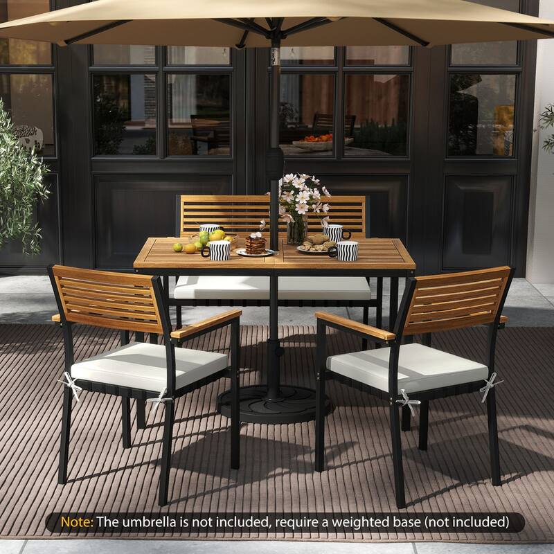 Costway 4 PCS Patio Furniture Set with Acacia Wood & Metal Frame - See Details