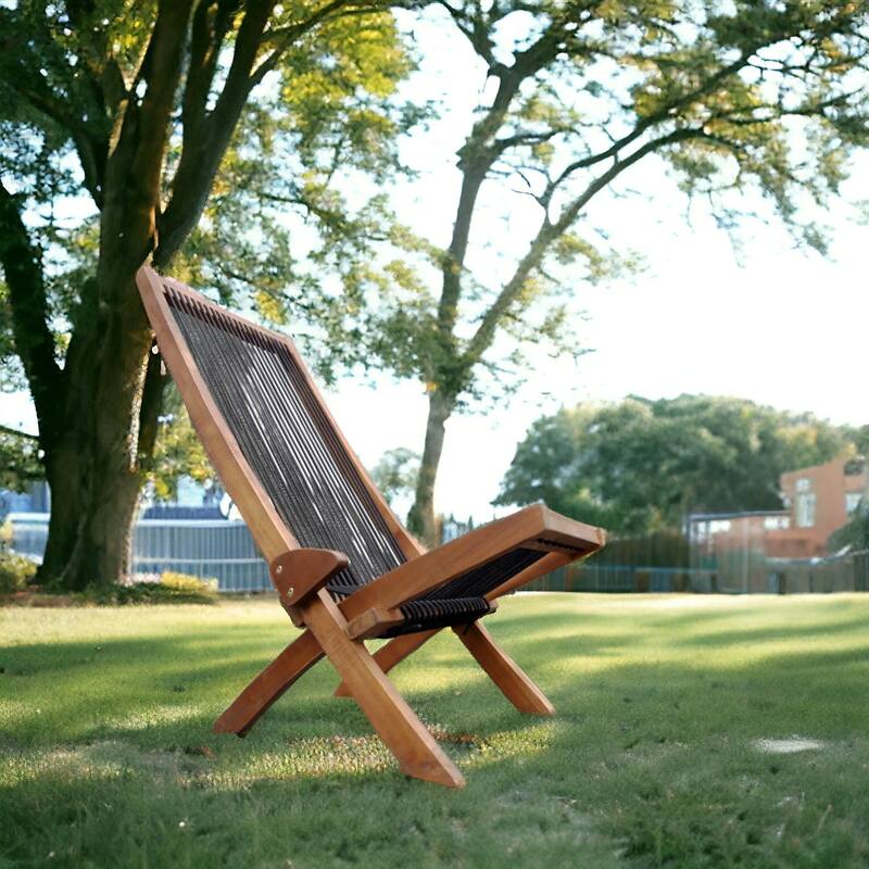 Outdoor Foldable Patio Roping Art Wooden Chair