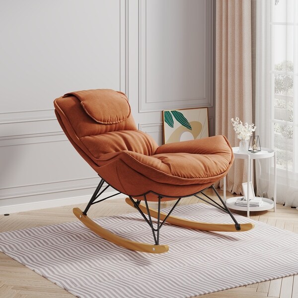 Velvet Accent Chair Ergonomic Rocking Chair Single Recliners Arm Chair with Washable Seat Cushion and Curved Backrest Brown Bed Bath Beyond 41196973