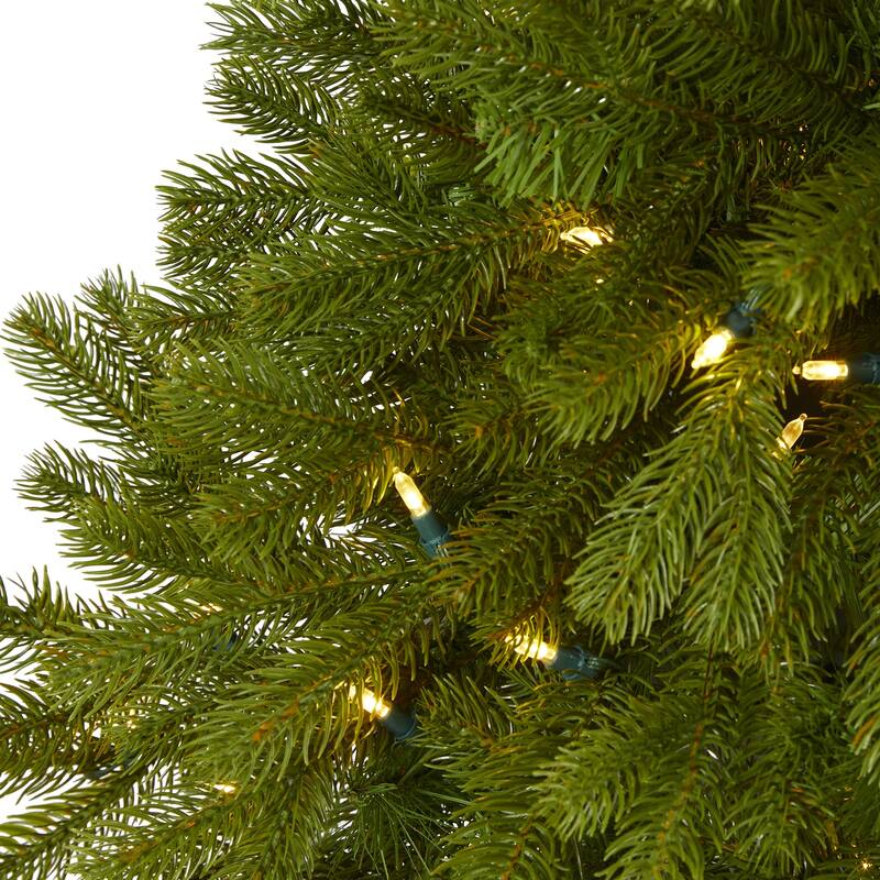 4ft. Spruce Flat Back Artificial Christmas Tree with 100 Warm White Multifunction LED Lights - Space-Saving X-Mas Tree