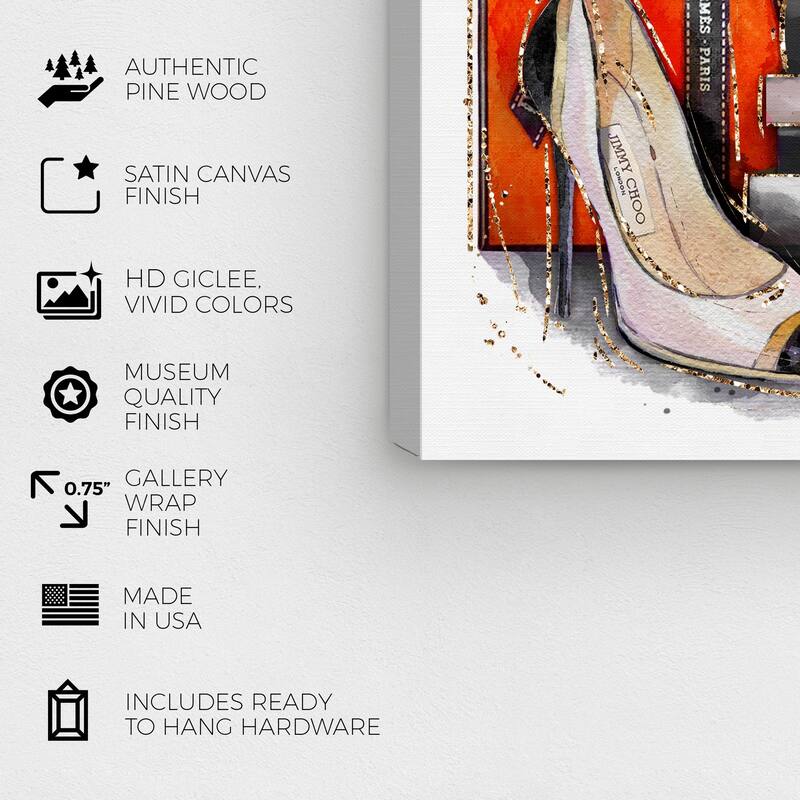 Wynwood Studio Canvas Fashion and Glam French Shopping Day Ivory Orange and Glam Wall Art Canvas Print