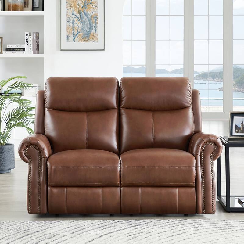 Hydeline Royce Zero Gravity Power Recline and Headrest Top Grain Leather Loveseat