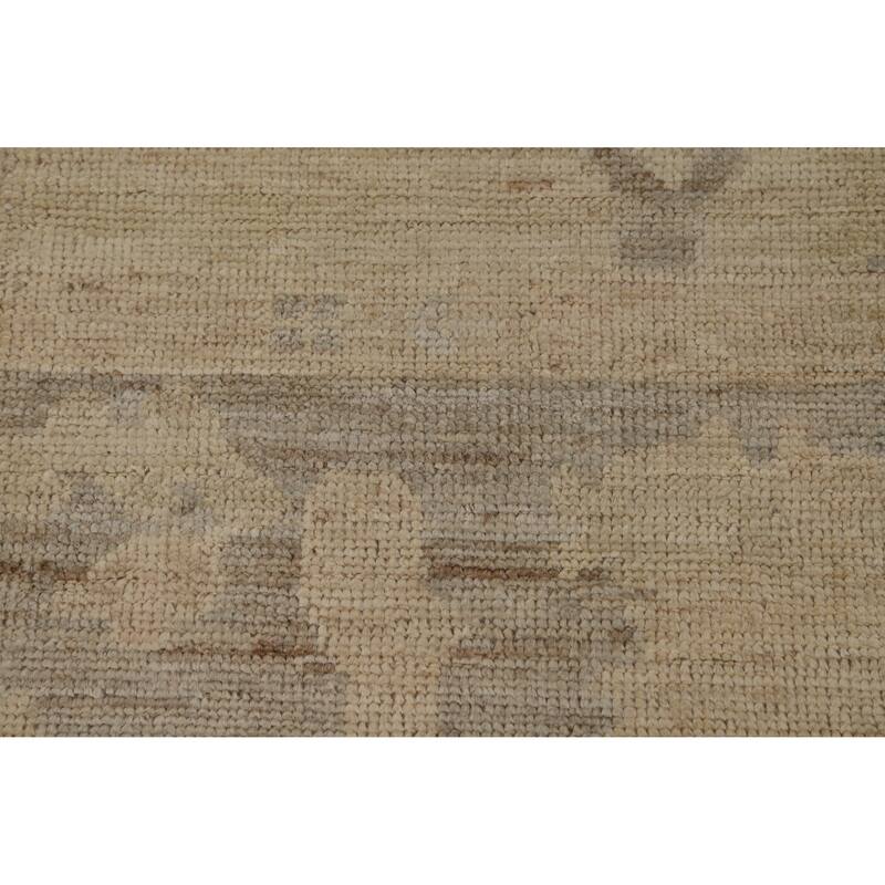 Hand Knotted Oriental 100% Wool Carpet Transitional All-Over Beige & Ivories Oushak Area Rug - 11' 11'' X 9' 5''