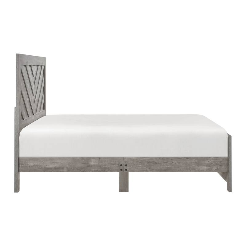 Contemporary Rustic Gray Finish Queen Size Panel Bed Wooden Bedroom Furniture 1pc