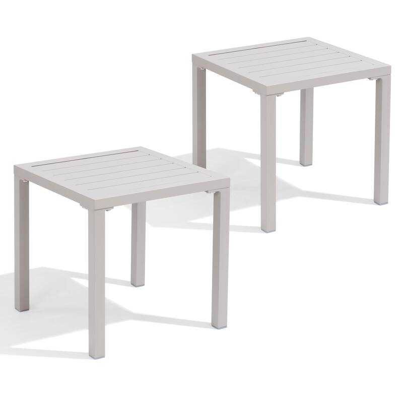 Outdoor Aluminum End Table Square Patio Side Table - 15.7" L x 15.7" W x 15.9" H