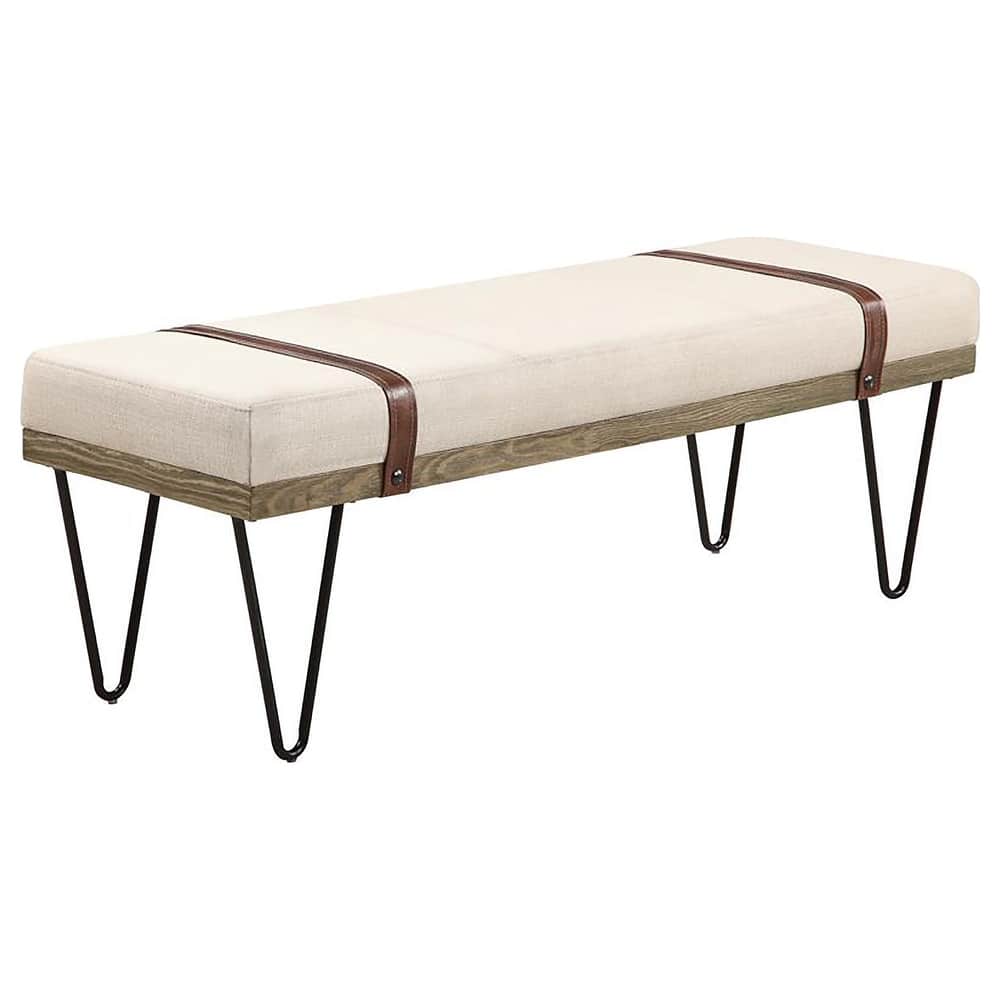 Austin Beige and Black Upholstered Bench