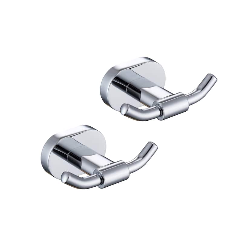 Wall Mounted Double Bathroom Towel Hooks 2 in 1 Robe Hooks(Set of 2) - Silver