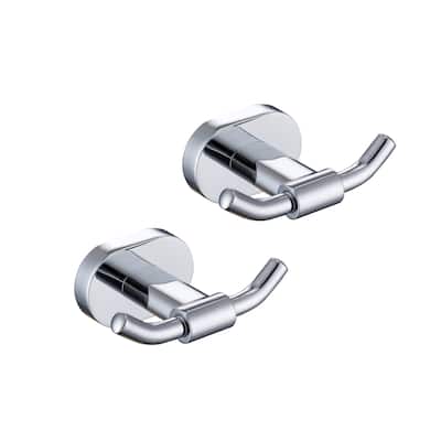 Wall Mounted Double Bathroom Towel Hooks 2 in 1 Robe Hooks(Set of 2)