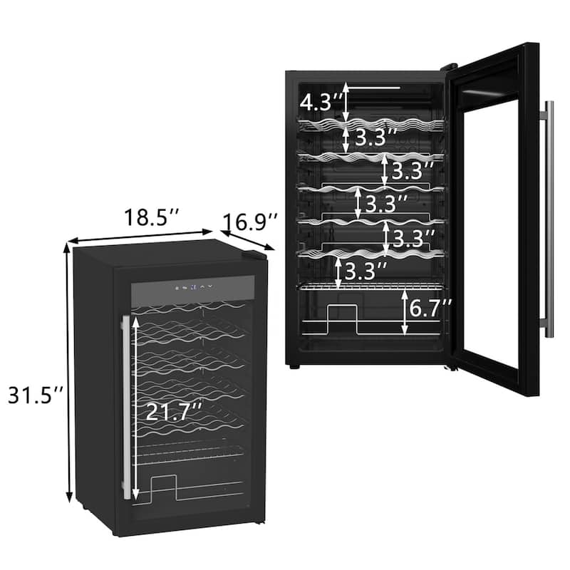 Wine Bar Cabinet with Mini Fridge Space & 34 Bottle Wine Cooler, 39" Coffee Bar Cabinet Freestanding Buffet Sideboard