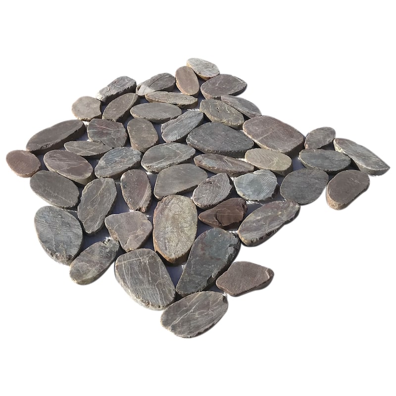 Crimson Natural Stone Sliced Pebble Mosaic Tile