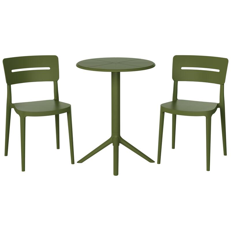 Frond and Form 2-Person Outdoor Round Dining Set - Olive Green