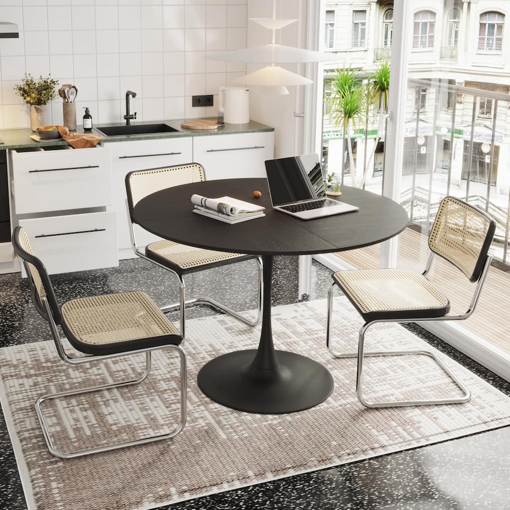 Modern Round Dining Table End Table Leisure Coffee Table with Metal Base