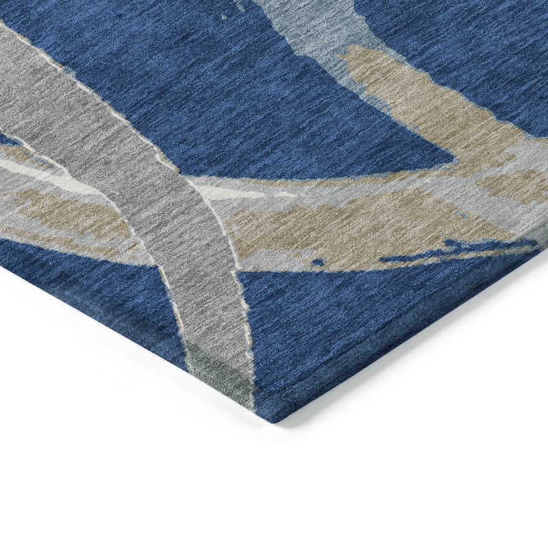 Machine Washable Indoor/ Outdoor Abstract Contemporary Chantille Rug