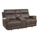 preview thumbnail 1 of 5, Kingsley Buckskin Brown Glider Loveseat with Console