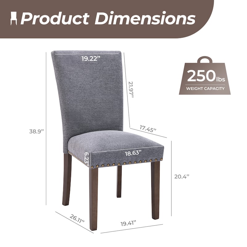 RENEWLINE Dining Chairs, Fabric with Nailhead Trim and Wood Legs