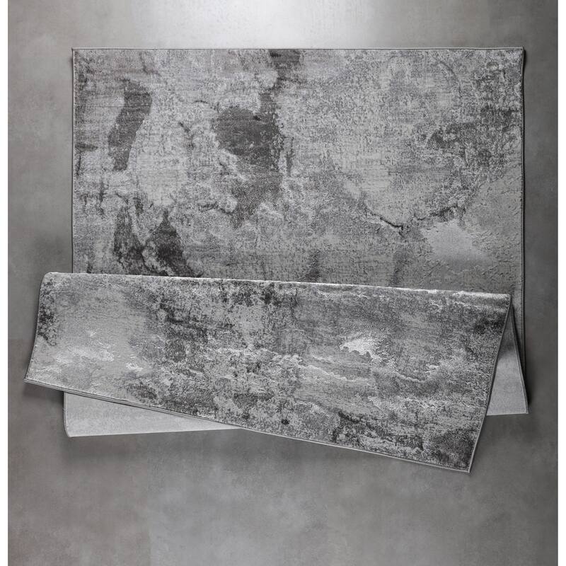 Hania Collection Grey Modern Abstract Area Rug