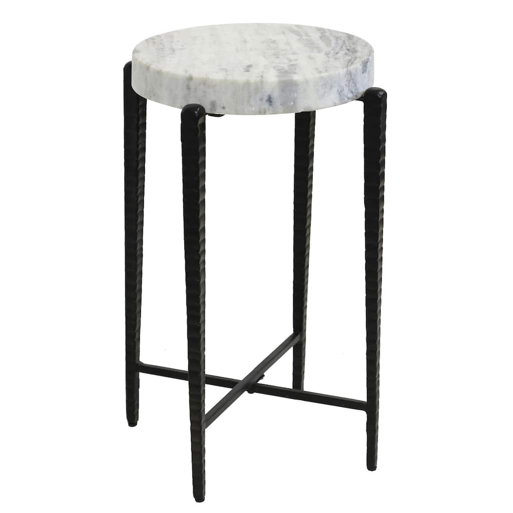 StyleCraft Calder Marble Accent Table - White & Black