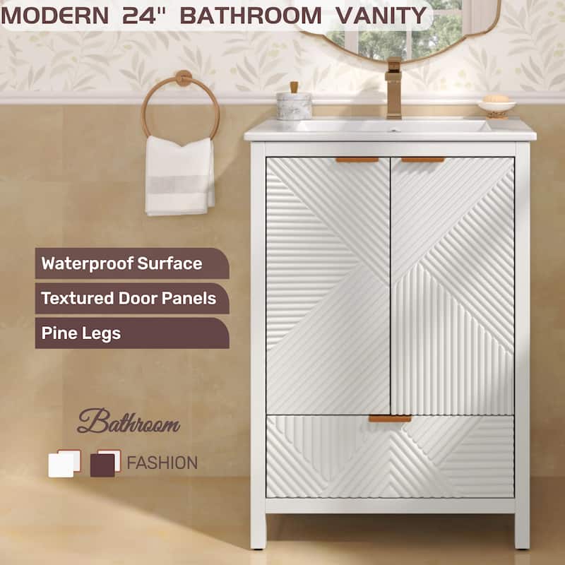 Christopher Knight Home - Seaford 24" Bathroom Vanity with Sink Combo & Single Faucet Hole
