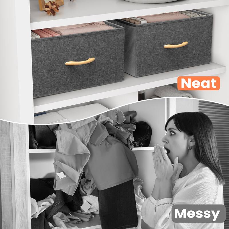 Foldable Drawer Fabric Storage Cubes Organizer Set Drawers of Closet Dresser Chest - Set of 2