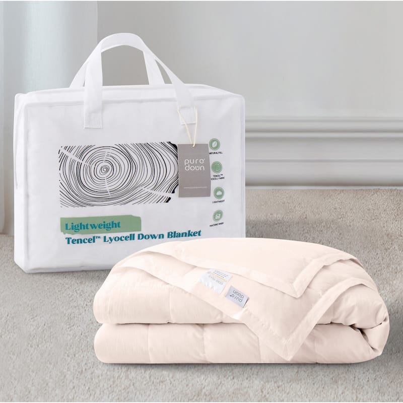 Hotel Luxury Down Cooling Blanket, Breathable Silky Soft & Smooth Lyocell Fabric - 90x108 inches - Pink