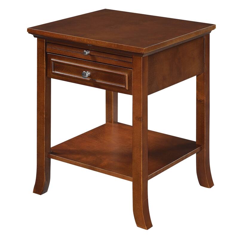 Convenience Concepts American Heritage Logan 1 Drawer End Table with Pull-Out Shelf