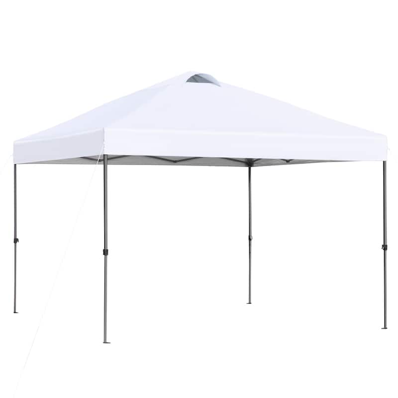 Outsunny 10' x 10' Pop Up Canopy Event Tent with 3-Level Adjustable Height, Top Vent Window Design and Easy Move Roller Bag
