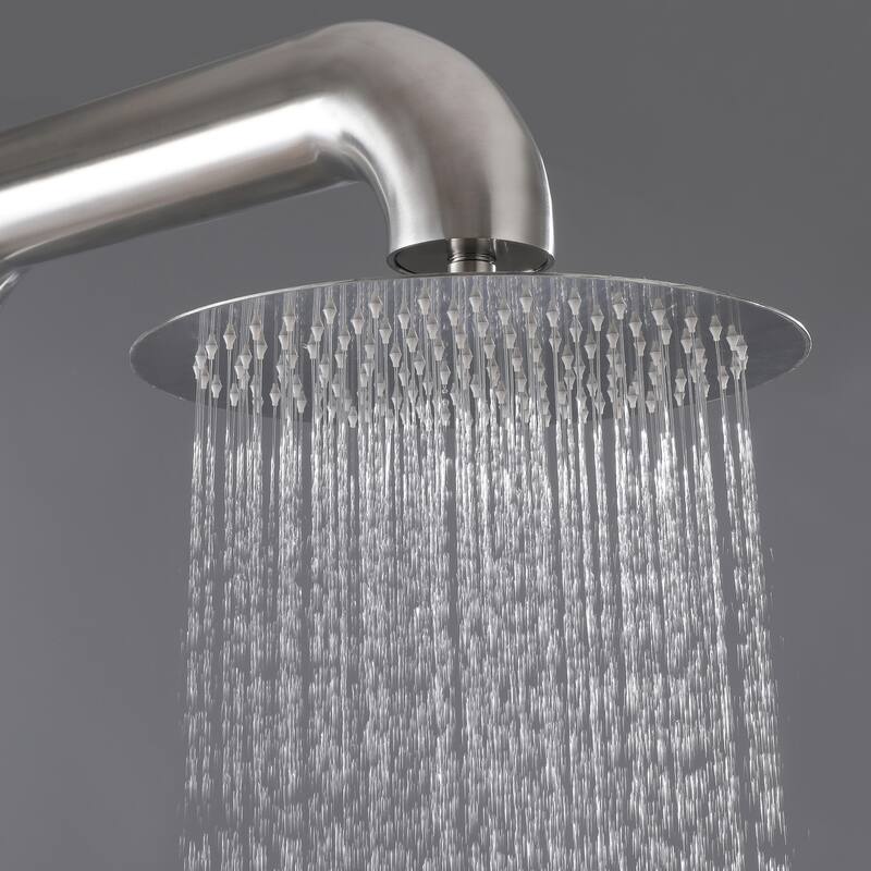 88"H Stainless Steel Freestanding Outdoor Shower with Footwash Spout