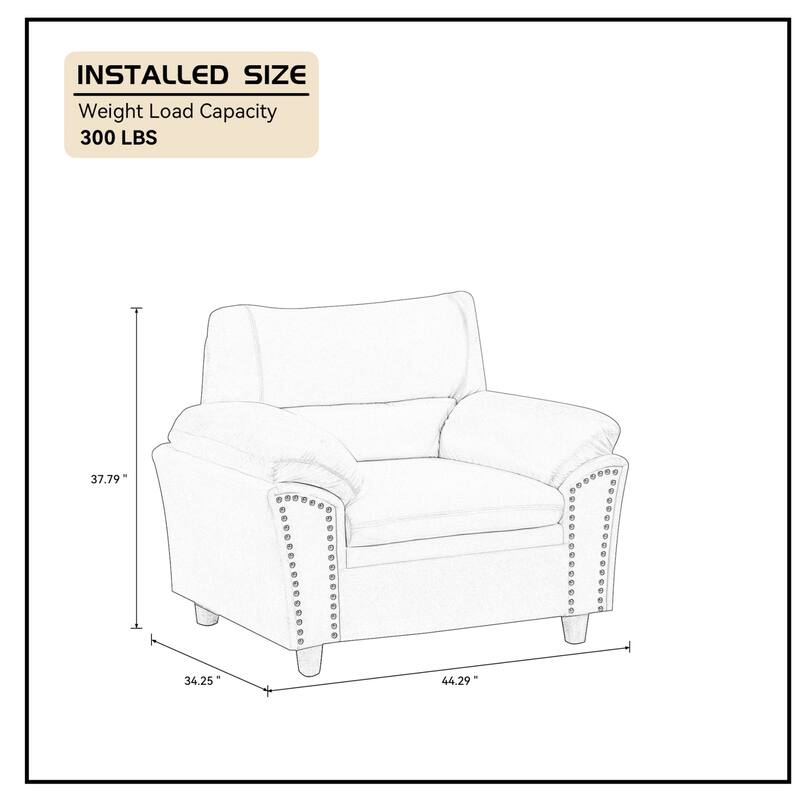 Mid-century Modern Upholstered Velvet Sofa Set with Armchair, Loveseat, 3-Seater Sofa