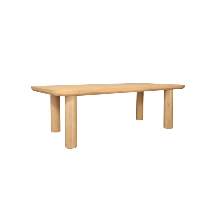 NADAAL STUDIOS Dareth Dining Table for 8, Rectangular Oak Wood Top, Four Post Legs, Natural Finish