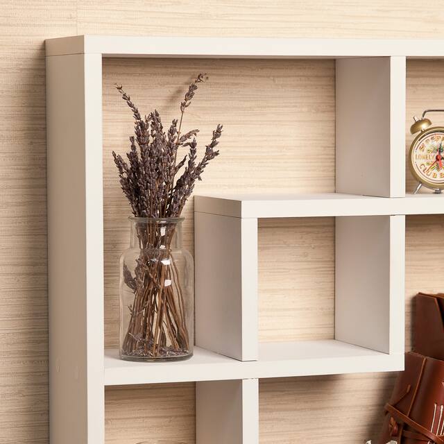 White Geometric Square Wall Shelf with Five Openings