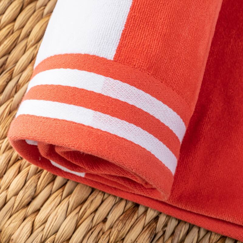Superior Cabana Stripe Oversized Cotton Beach Towel (Set of 2)