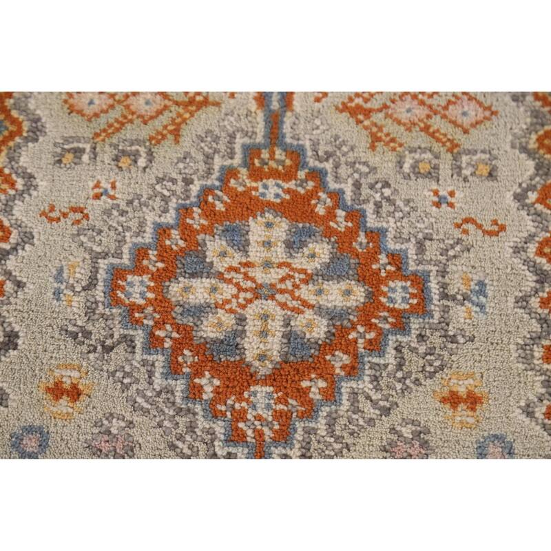 Geometric Heriz Serapi Indian Runner Rug Hand-Knotted Wool Carpet - 2'7"x 7'11"