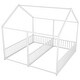 preview thumbnail 10 of 11, Metal Twin Size House Platform Bed with Two Shared Beds, Guardrails, Roof and Windows, Sturdy Frame, White Finish