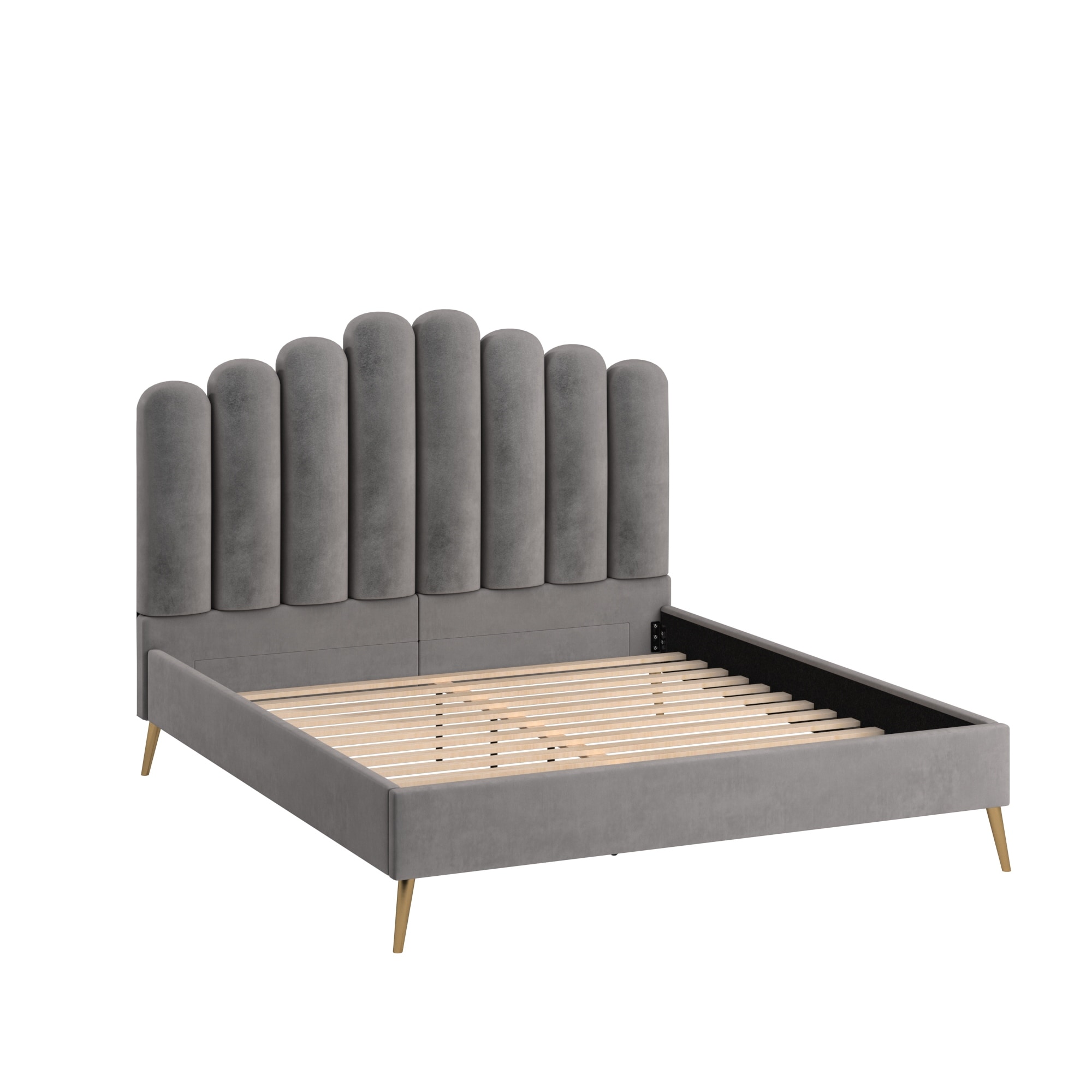 Eggleston Art Deco Velvet Upholstered Platform Bed by iNSPIRE Q