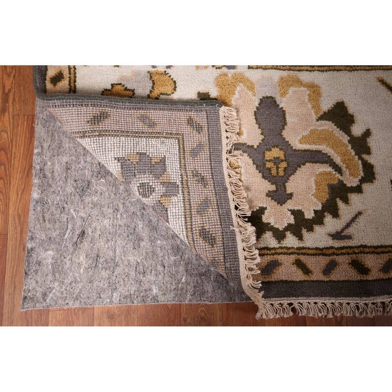 Dark Gray & Ivory Oushak Oriental Area Rug Hand-Knotted Wool Carpet - 9'2" x 11'7"